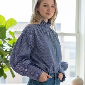 Tela Blue Cotton Prairie Style Fashion Shirt, Size 6